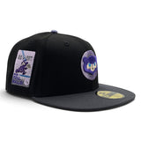 Black Chicago Cubs Gradient Logo Dark Gray Visor Gray Bottom Be Alert Foul Balls Side Patch New Era 59Fifty Fitted