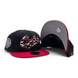 Black Cow Print Logo Chicago Cubs Red Visor Gray Bottom Wrigley Field Side Patch New Era 59Fifty Fitted