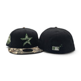 Black Houston Astros Real Tree Visor Brown Bottom 45th Anniversary Side Patch New Era 59Fifty Fitted