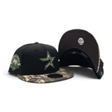 Black Houston Astros Real Tree Visor Brown Bottom 45th Anniversary Side Patch New Era 59Fifty Fitted