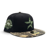 Black Houston Astros Real Tree Visor Brown Bottom 45th Anniversary Side Patch New Era 59Fifty Fitted