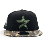 Black Houston Astros Real Tree Visor Brown Bottom 45th Anniversary Side Patch New Era 59Fifty Fitted