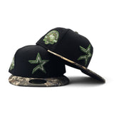 Black Houston Astros Real Tree Visor Brown Bottom 45th Anniversary Side Patch New Era 59Fifty Fitted
