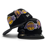 Black Los Angeles Lakers Curved Brim Gray Bottom Hardwood Classic Patches New Era 9Fifty A-Frame Snapback