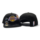 Black Los Angeles Lakers Curved Brim Gray Bottom Hardwood Classic Patches New Era 9Fifty A-Frame Snapback