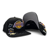 Black Los Angeles Lakers Curved Brim Gray Bottom Hardwood Classic Patches New Era 9Fifty A-Frame Snapback