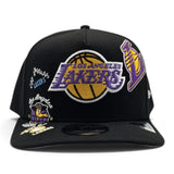 Black Los Angeles Lakers Curved Brim Gray Bottom Hardwood Classic Patches New Era 9Fifty A-Frame Snapback