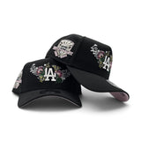 Black Los Angeles Dodgers Butterfly Logo Curved Brim Pink Bottom 50th Anniversary Side Patch New Era 9Forty Snapback