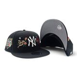 Black New York Yankees Tattoo Logo Gray Bottom Upside Down 1999 World Series Side Patch New Era 9Fifty Snapback Hat