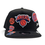 Black New York Knicks Curved Brim Gray Bottom Hardwood Classic Patches New Era 9Fifty A-Frame Snapback