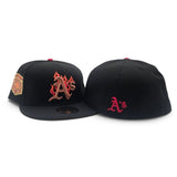 Black Flame Oakland Athletics Gray Bottom Oakland Coliseum Side Patch New Era 59Fifty Fitted