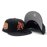 Black Flame Oakland Athletics Gray Bottom Oakland Coliseum Side Patch New Era 59Fifty Fitted