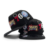 Black Philadelphia 76ers Curved Brim Gray Bottom Hardwood Classic Patches New Era 9Fifty A-Frame Snapback