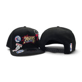 Black Philadelphia 76ers Curved Brim Gray Bottom Hardwood Classic Patches New Era 9Fifty A-Frame Snapback