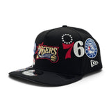 Black Philadelphia 76ers Curved Brim Gray Bottom Hardwood Classic Patches New Era 9Fifty A-Frame Snapback
