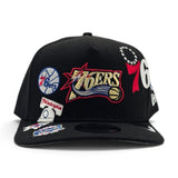 Black Philadelphia 76ers Curved Brim Gray Bottom Hardwood Classic Patches New Era 9Fifty A-Frame Snapback