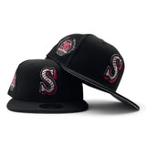 Black Seattle Mariners Swirl Logo Gray Bottom 35th Anniversary Side Patch New Era 59Fifty Fitted