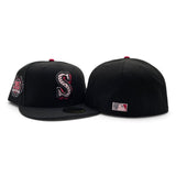 Black Seattle Mariners Swirl Logo Gray Bottom 35th Anniversary Side Patch New Era 59Fifty Fitted