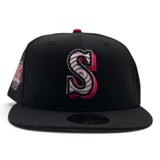 Black Seattle Mariners Swirl Logo Gray Bottom 35th Anniversary Side Patch New Era 59Fifty Fitted