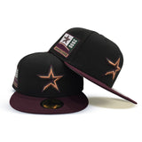 Black Houston Astros Maroon Visor Gray Bottom 2000 Inaugural Season Side Patch New Era 59Fifty Fitted