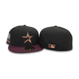 Black Houston Astros Maroon Visor Gray Bottom 2000 Inaugural Season Side Patch New Era 59Fifty Fitted