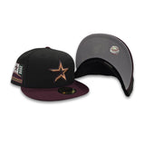 Black Houston Astros Maroon Visor Gray Bottom 2000 Inaugural Season Side Patch New Era 59Fifty Fitted