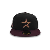 Black Houston Astros Maroon Visor Gray Bottom 2000 Inaugural Season Side Patch New Era 59Fifty Fitted