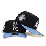 Black Kansas City Royals Curved Sky Blue Brim Gray Bottom 2012 All Star Game Side Patch New Era 9fifty A-Frame Snapback