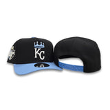 Black Kansas City Royals Curved Sky Blue Brim Gray Bottom 2012 All Star Game Side Patch New Era 9fifty A-Frame Snapback