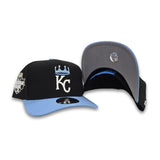 Black Kansas City Royals Curved Sky Blue Brim Gray Bottom 2012 All Star Game Side Patch New Era 9fifty A-Frame Snapback