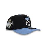 Black Kansas City Royals Curved Sky Blue Brim Gray Bottom 2012 All Star Game Side Patch New Era 9fifty A-Frame Snapback