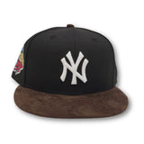 Black New York Yankees Brown Suede Visor Gray Bottom 1999 World Series Side Patch New Era 59Fifty Fitted