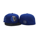 Royal Blue Chicago Blackhawks Black Visor Gray Bottom Chicago Logo Side Patch New Era 59Fifty Fitted