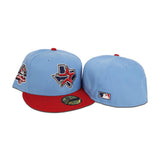 Sky Blue Houston Astros Red Visor Gray Bottom 45th Anniversary Side Patch New Era 59Fifty Fitted
