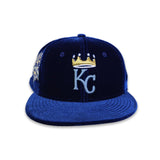 Royal Blue Velvet Kansas City Royals Gray Bottom 40th Anniversary Side Patch New Era 59Fifty Fitted
