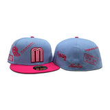 Blue Mexico Anniversary Series Pink Visor Gray Bottom New Era 59Fifty Fitted