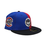 Blue Red Split Chicago Cubs Black Visor Gray Bottom Cubs Side Patch New Era 59Fifty Fitted