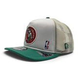 White Trucker Boston Celtics Kelly Green Visor Gray Bottom 18X World Champions New Era 9Fifty A-Frame Snapback