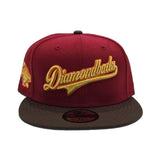 Brick Red Arizona Diamondbacks Script Brown Visor Green Bottom 2001 World Series Side Patch New Era 59FIFTY Fitted