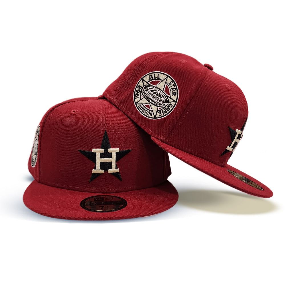 Brick Red Houston Astros Pink Bottom 1968 All Star Game Side Patch New Era 59FIFTY Fitted 75/8