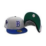 Gray Brooklyn Dodgers Blue Visor Green Bottom Ebbets Field Side Patch New Era 59Fifty Fitted