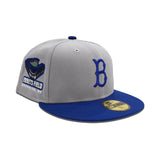 Gray Brooklyn Dodgers Blue Visor Green Bottom Ebbets Field Side Patch New Era 59Fifty Fitted