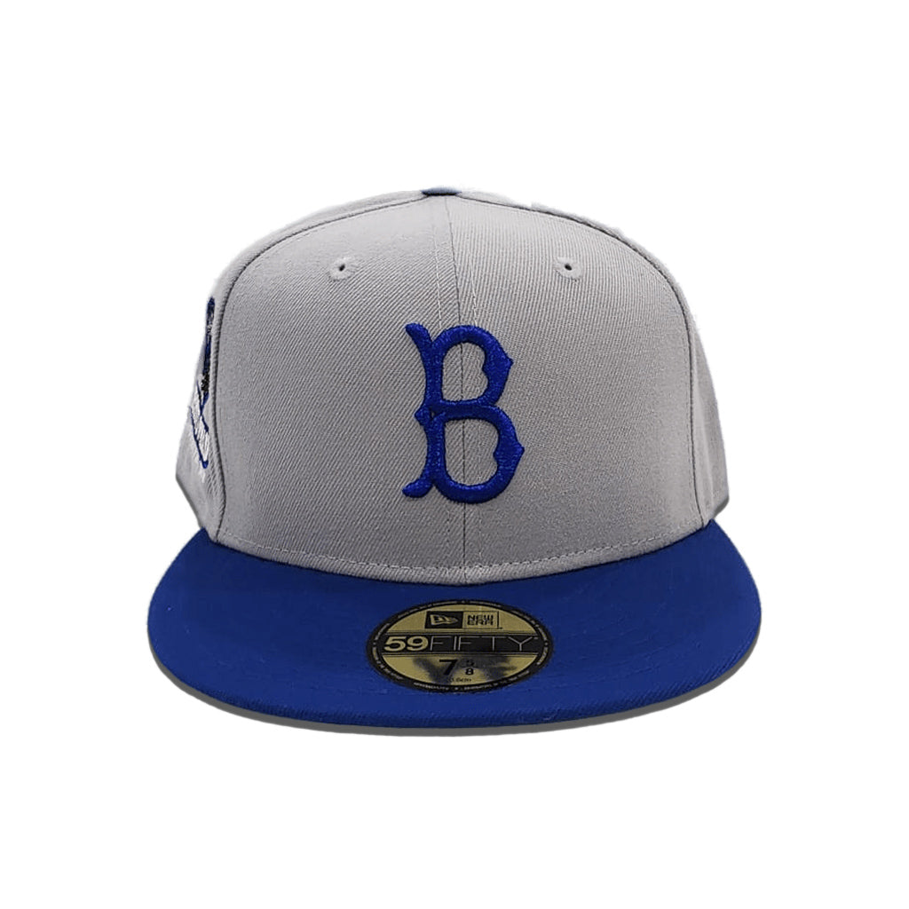 Real Tree Brooklyn Dodgers Black Visor Gray Bottom Ebbets Field Side Patch New Era 59FIFTY Fitted 71/2