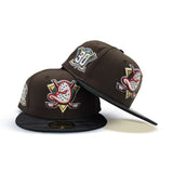 Brown Anaheim Mighty Ducks Tonal Black Camo Visor Green Bottom 30th Anniversary Side Patch New Era 59Fifty Fitted