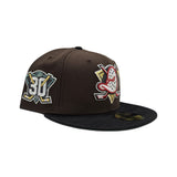 Brown Anaheim Mighty Ducks Tonal Black Camo Visor Green Bottom 30th Anniversary Side Patch New Era 59Fifty Fitted