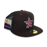 Brown Houston Astros Drip Logo Black Trucker Gray Bottom 2000 Inaugural Season Side Patch New Era 59Fifty Fitted