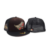 Brown Los Angeles Angels Black Trucker Red Bottom Anaheim Side Patch New Era 59Fifty Fitted