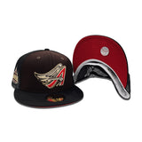 Brown Los Angeles Angels Black Trucker Red Bottom Anaheim Side Patch New Era 59Fifty Fitted