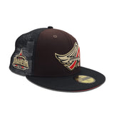 Brown Los Angeles Angels Black Trucker Red Bottom Anaheim Side Patch New Era 59Fifty Fitted