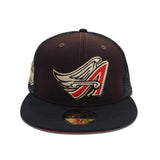 Brown Los Angeles Angels Black Trucker Red Bottom Anaheim Side Patch New Era 59Fifty Fitted